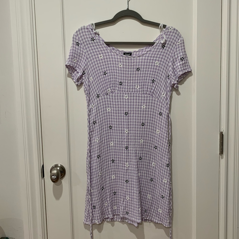 Vintage lilac checkered plaid sundress